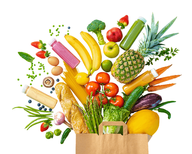 Happy person with grocery delivery